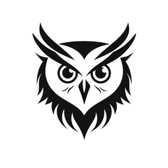 Vector logo of owl, minimalistic, black and white