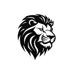 Vector logo of lion, minimalistic, black and white