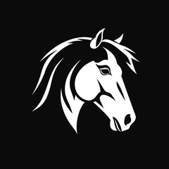 Vector logo of horse, minimalistic, black and white