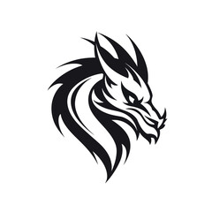 Vector logo of dragon, minimalistic, black and white