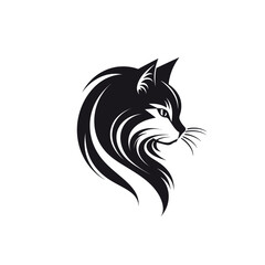 Vector logo of cat, minimalistic, black and white