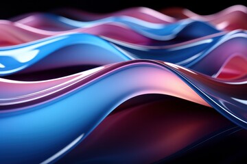 Colorful Harmony: Pink and Blue Illuminations Across Corrugated Shapes in a Geometric Abstract