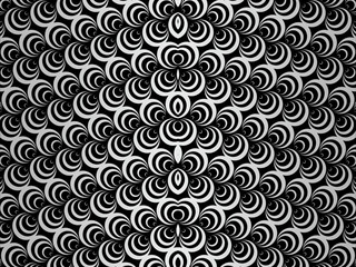 Black abstract background design. Modern wavy lines pattern (guilloche curves) in monochrome colors. Premium line texture for banners, business backgrounds. Dark horizontal vector template.