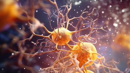 Obraz premium Neurons inside the human brain, brain activity
