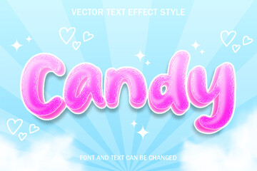 candy sweet pink cute typography editable text effect kawaii cartoon style template background design