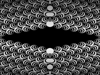 Black abstract background design. Modern wavy lines pattern (guilloche curves) in monochrome colors. Premium line texture for banners, business backgrounds. Dark horizontal vector template.