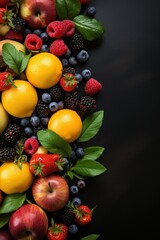 Naklejka na ściany i meble fruits on black background