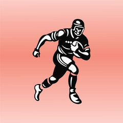 Fototapeta na wymiar Vector Illustration of a Rugby Player on Pink