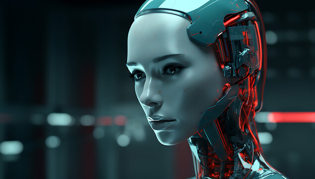 Artificial Intelligence in Robotics, Female Android Portrait, Future of Artificial Intelligence, Robotic Intelligence, Female Android Headshot