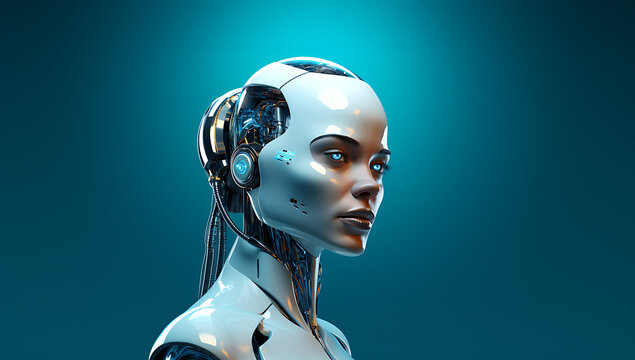 Introducing a Stunning Futuristic Robotic Model: Beautiful AI Enhanced with 3D Rendering, Immerse Yourself in the Futuristic Robotic Model,  Female Android Robot Face