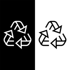 black and white recycle icon