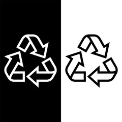 black and white recycle icon