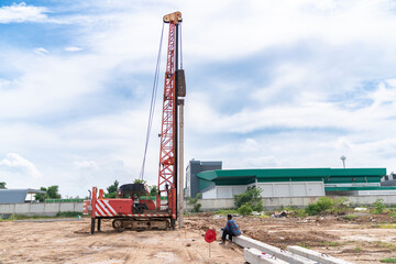 Pile driving machine drop hammer hit pile and Hammer counting.
