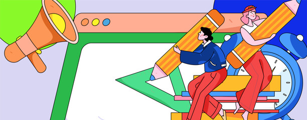 Education learning people flat vector concept hand drawn illustration
