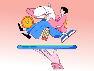 Education learning people flat vector concept hand drawn illustration
