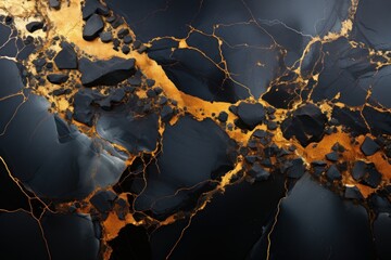 Black marble with golden curly veins black marble natural