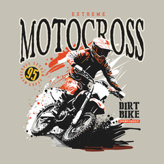 Extreme motocross rider overcoming obstacles, vector illustration