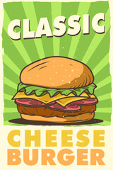 classic cheeseburger poster design