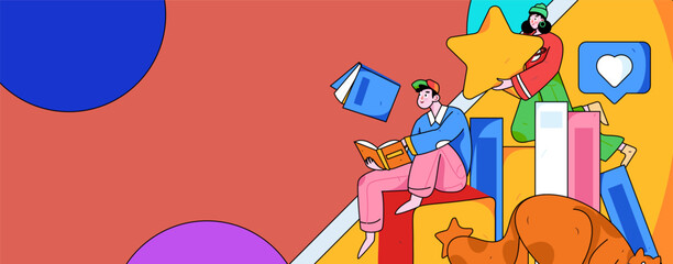 Education learning people flat vector concept hand drawn illustration
