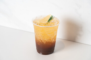 espresso soda with rosemary on top