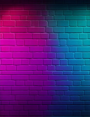 ilustración en vertical de un muro de ladrillos iluminado con dos colores