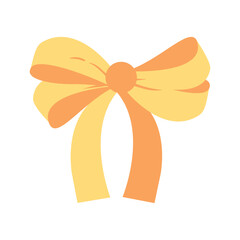 Ribbon bow clipart design. Valentine's Day or wedding decorated tape bows. Cartoon elements for present, celebration, and congratulation. Isolated on white background vector illustration