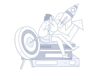 Education learning people flat vector concept hand drawn illustration
