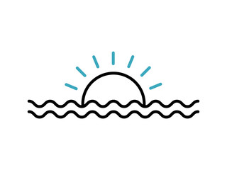 sea blazing sun icon
