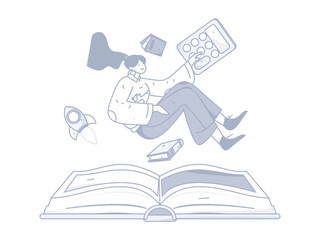 Education learning people flat vector concept hand drawn illustration
