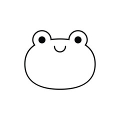 Cute smiling green frog face character line icon. Coloring book for children. Vector illustration in outline style.