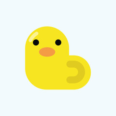 Cute yellow duck character icon. Vector illustration in kawaii cartoon style.