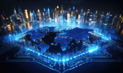 Fototapeta na wymiar world map on technology background The best internet concept of global business. . Generative AI