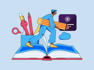 Education learning people flat vector concept hand drawn illustration
