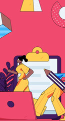 Education learning people flat vector concept hand drawn illustration
