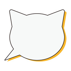 猫の顔のシルエットの吹き出し、ベクター素材