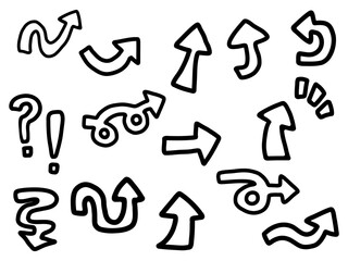 手書きの矢印セット、ベクター素材