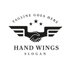 Retro Vintage Wings Hand Shape for Community Peace Foundation Charity emblem, Vector Design Symbol