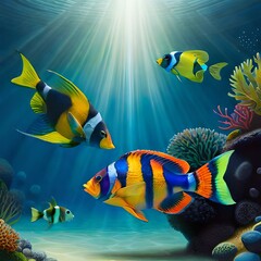 Fototapeta na wymiar fish in the aquarium, Created using Ai generative