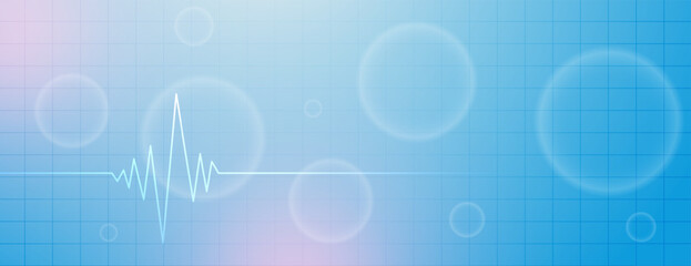 modern medical and health care blue banner with ECG line graph
