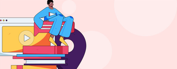 Education learning people flat vector concept hand drawn illustration
