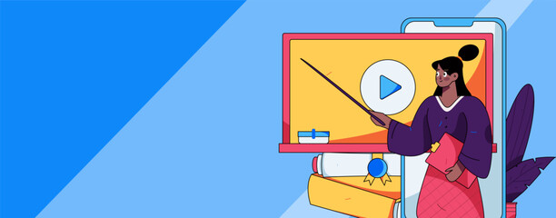 Education learning people flat vector concept hand drawn illustration
