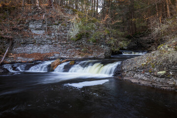 Raymondskill Falls at Delaware Water Gap National Recreation Area in early winter.