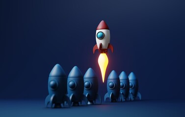 Innovative Rocket Launch Business Start-up Success.