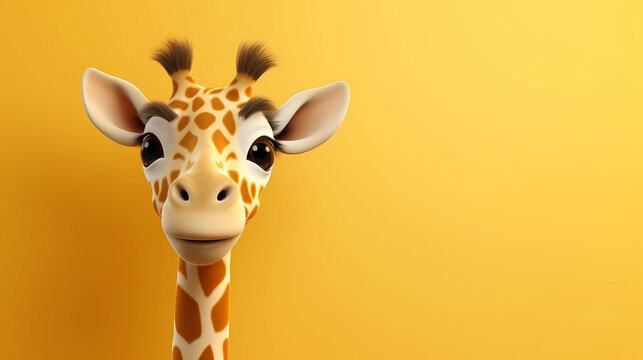 Naklejki Giraffe 3D cute simple background