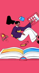 Education learning people flat vector concept hand drawn illustration
