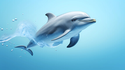 Fototapeta premium Dolphin 3D cute simple background