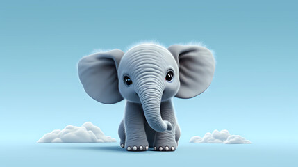 Elephant 3D cute simple background