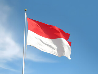 Fototapeta na wymiar Indonesia flag waving against clean blue sky