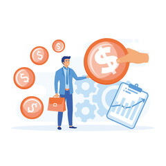 Active income concept,  Male employee planning profit making strategy, financial statistics, flat vector modern illustration 