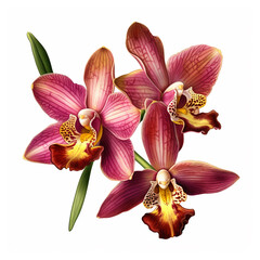 Colorful orchid blossom, close-up, delicate details, fresh and fragile beauty in nature, generative ai